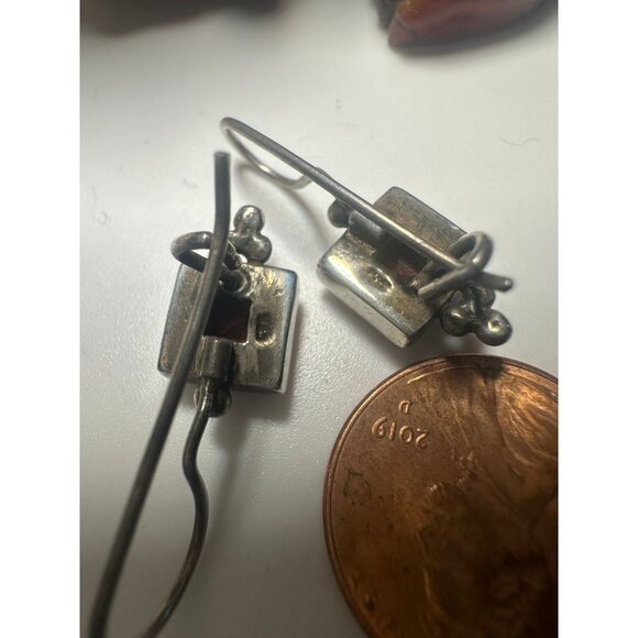 Sterling Silver Garnet Earrings - Picture 3 of 3